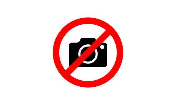 Prohibition sign no video recording Prohibition sign no video recording no photographs sign stock illustrations
