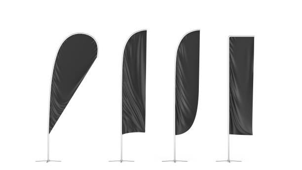 Set of blank flag banners Set of blank flag banners. 3d illustration isolated on white background feather flag stock pictures, royalty-free photos & images