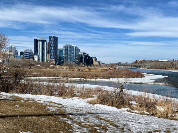 istock Winter scenery and the Calgary skyline along the Bow River pathway in Calgary Alberta 1308333731