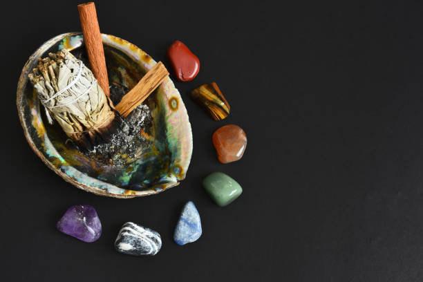istock Safe Smudge Stick and Chakra Crystals 1308335898