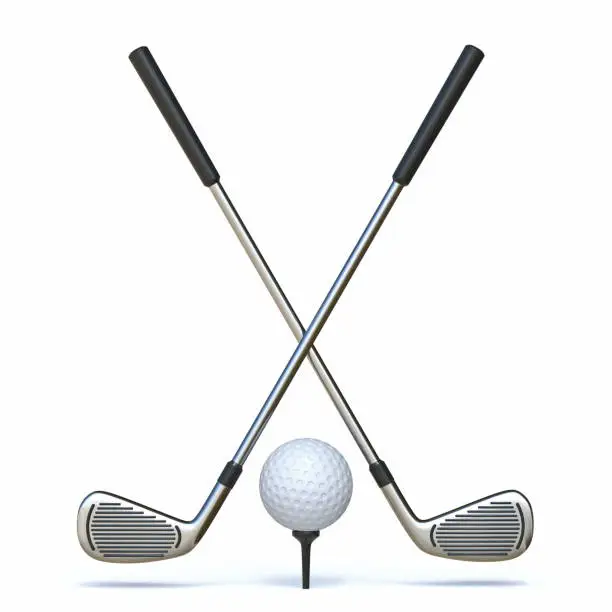 Photo of Golf ball with crossed golf clubs 3D