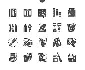 istock Writing tools. Notebooks. Stationery, pencil, pen, marker, case, instrument, calligraphy, education and school. Vector Solid Icons. Simple Pictogram 1308347377