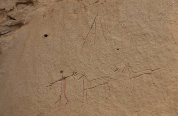 A prehistoric petroglyph at writing-on-stone provincial park in Alberta, Canada.