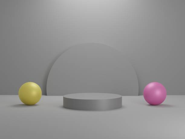 istock 3d abstract minimal geometric forms. Glossy luxury podium for your design minimal 3d render illustration. Pastel color scene for show product. Fashion show stage, shopfront. minimal graphic design 1308349841