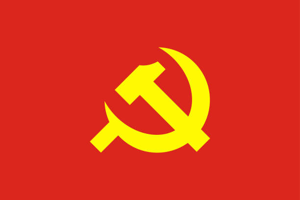 stockillustraties, clipart, cartoons en iconen met vlag van de communistische partij - communism