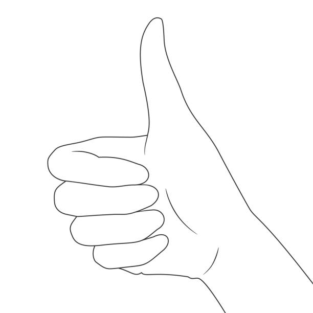 Good sign with hand gesture Line art of hand gestures right handed stock illustrations