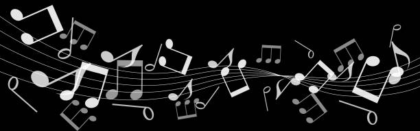 Clip art of musical note Clip art black background shape white paper stock illustrations