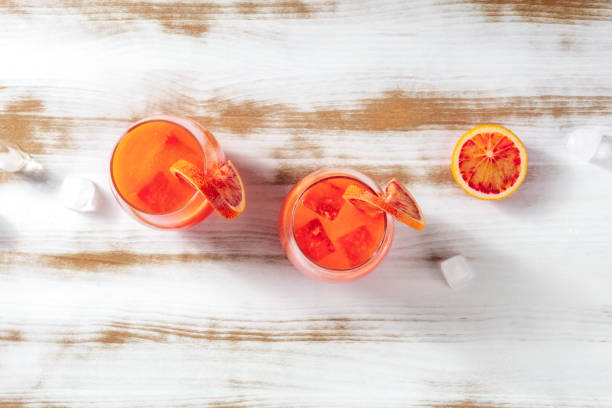 istock Orange cocktails with blood oranges and copy space 1308367144
