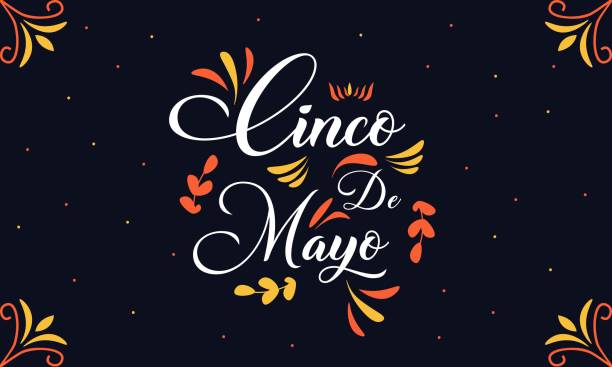 Vector template with calligraphic lettering for celebration Cinco de Mayo.