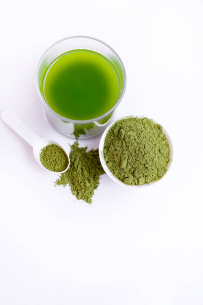 istock Green vegetable juice  and Powder 1308370341