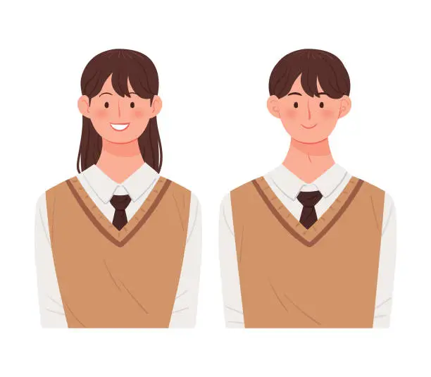 Vector illustration of Korean student character vector illustration.