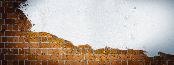 illustrazione di un muro di mattoni marrone rotto - tear down foto e immagini stock