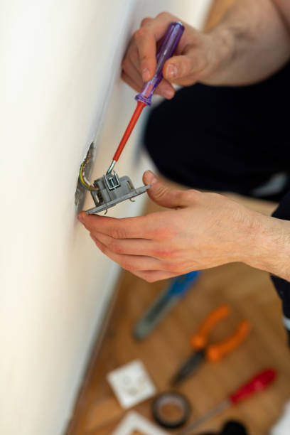 istock Electrician at work in safety on a residential electrical system 1308375390