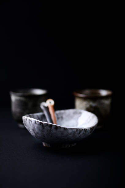 istock Traditional, handcrafted ceramic on dark background. Soft focus. Close up. 1308376088