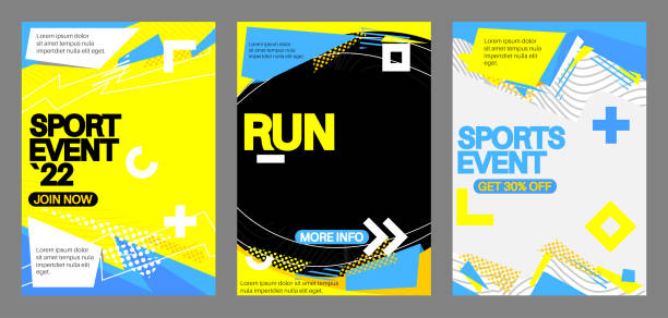 spor posteri. fitness, spor eylemi, antrenman, egzersiz, spor salonu için afiş şablonu - sports stock illustrations