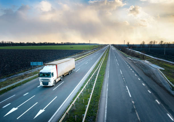 istock Truck in motion on highway 1308382300