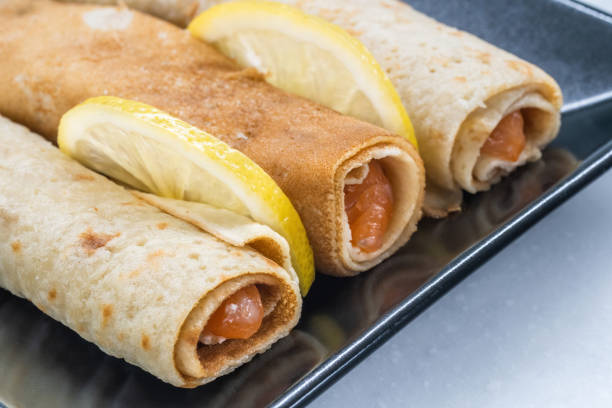 istock Homemade pancakes with salmon, trout, red fish. 1308382781