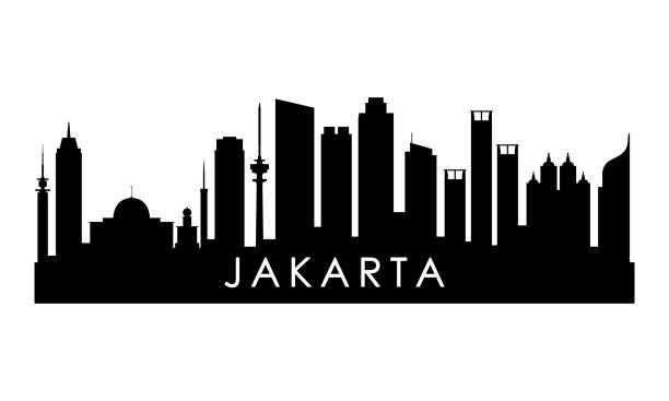 Jakarta skyline silhouette. Black Jakarta city design isolated on white background. Jakarta skyline silhouette. Black Jakarta city design isolated on white background. jakarta skyline stock illustrations