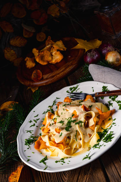 istock Tagliatelle with fresh chanterelles in a mushroom sauce 1308386083