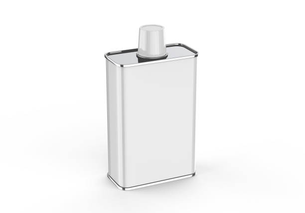 istock Blank metallic olive oil tin can mockup template on isolated white background, 3d illustration 1308387531