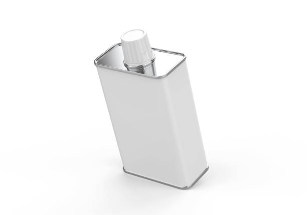 istock Blank metallic olive oil tin can mockup template on isolated white background, 3d illustration 1308387546