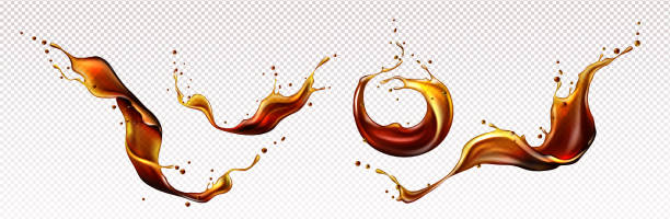 콜라, 커피, 럼 또는 위스키 음료의 스플래시 - coke stock illustrations