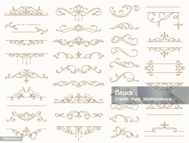 Design Lign Vintage Borders Decorative Lines Dividers Swirls Vector Design Elements ...