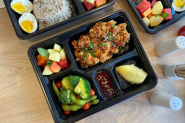 lunch box takeway bento kurczaka - bento box lunch healthy lifestyle zdjęcia i obrazy z banku zdjęć