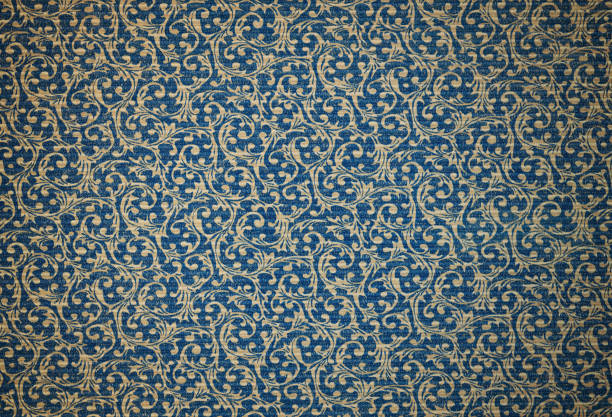 fondo de patrón de damasco vintage azul - floral pattern retro revival old fashioned flower fotografías e imágenes de stock