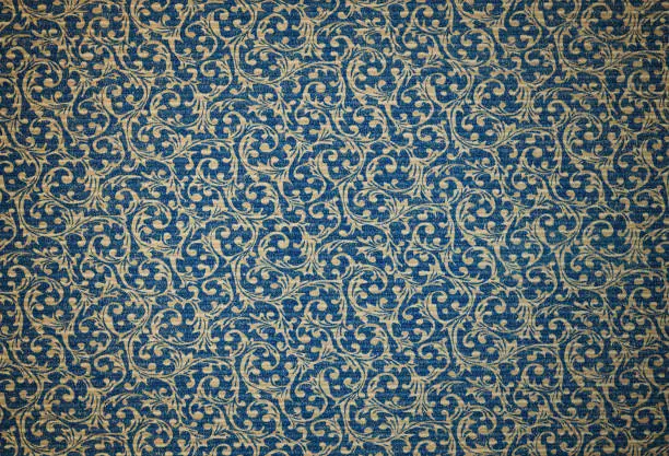 Photo of Blue Vintage damask pattern background