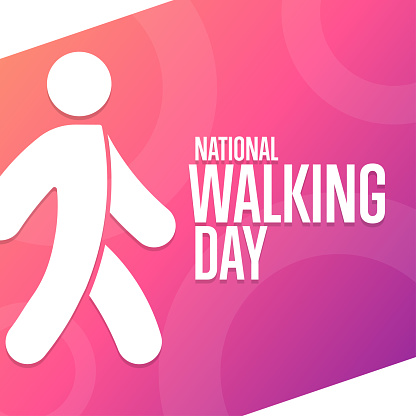 National Walking Day. First Wednesday of April. Holiday concept. Template for background, banner, card, poster with text inscription. Vector EPS10 illustration