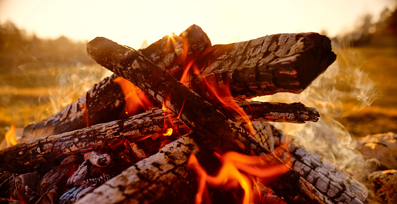 Bonfire for cooking in the campsite,bonfire