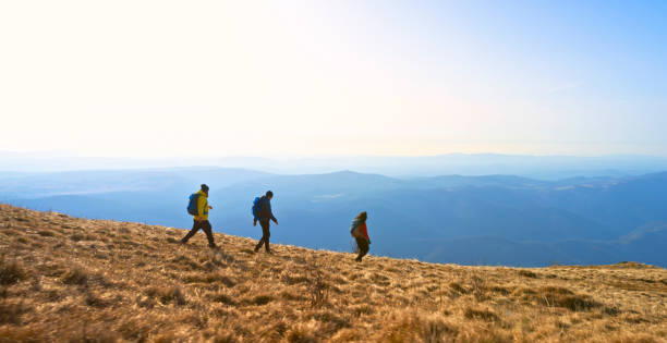 istock Friends walking on mountain trail 1308392623