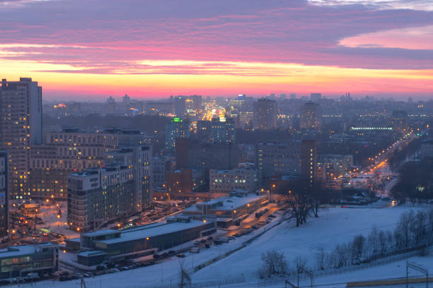 istock streets of Minsk at winter night. 1308393027