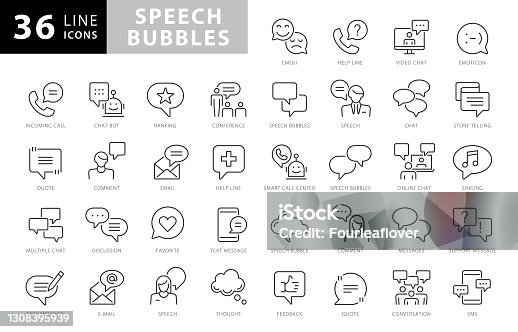 istock Vector Speech Bubbles and Communication Line Icons. Editable Stroke. Pixel Perfect. For Mobile and Web. stock illustration 1308395939