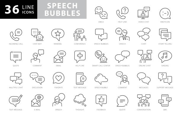 Vector Speech Bubbles and Communication Line Icons. Editable Stroke. Pixel Perfect. For Mobile and Web. stock illustration Vector Speech Bubbles and Communication Line Icons. Editable Stroke. Pixel Perfect. For Mobile and Web. stock illustration talk stock illustrations