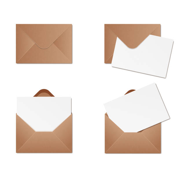 istock Set of brown craft envelopes, isolated on white background. 1308399844