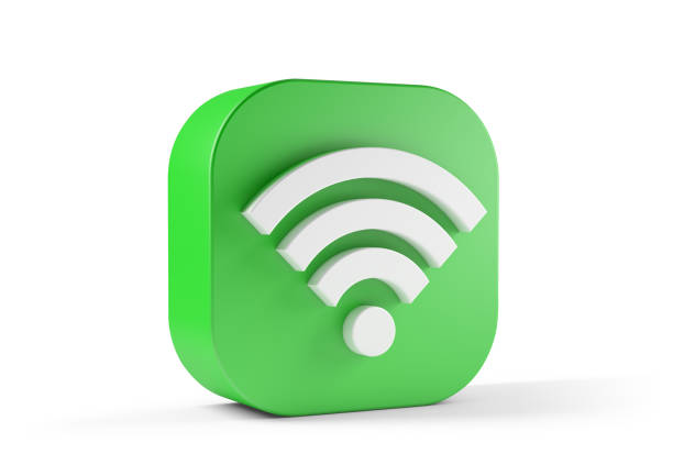 Wifi icon green isolated on white background. 3d illustration