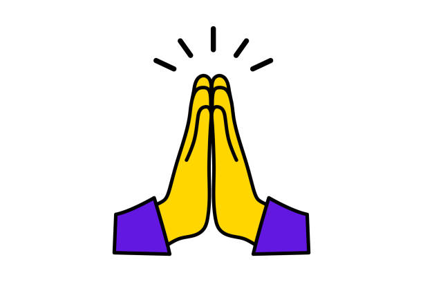 Human Hands Folded In Prayer Clasped Hands Mudra Namaste Hands Folded In A  Welcome Gesture Concept Of Trust And Love To Christianity Appeal To Heaven  Request For Donate Stock Illustration - Download