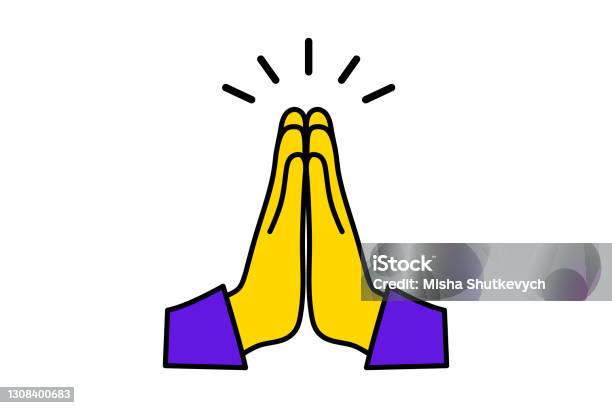 Human Hands Folded In Prayer Clasped Hands Mudra Namaste Hands Folded In A Welcome Gesture Concept Of Trust And Love To Christianity Appeal To Heaven Request For Donate Stock Illustration - Download Image Now