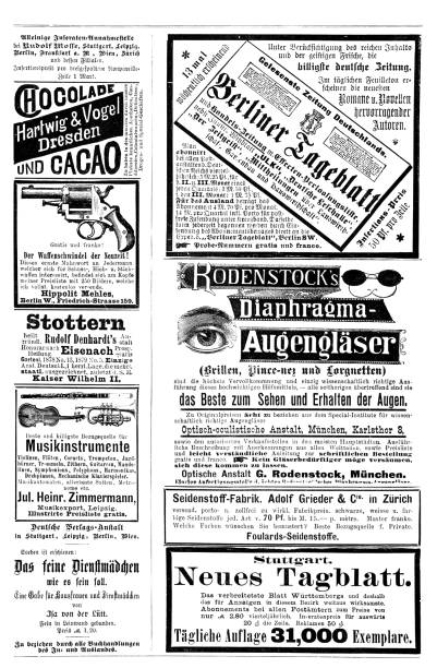 ilustrações de stock, clip art, desenhos animados e ícones de ads from a german magazine 1892 including rodenstock eye glasses, munich - gaguez estado médico