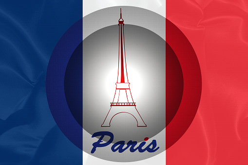 Paris France Eiffel Tower Medallion on French Flag