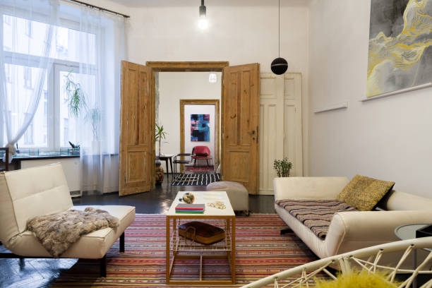 istock Living room with modern and vintage decor 1308402357