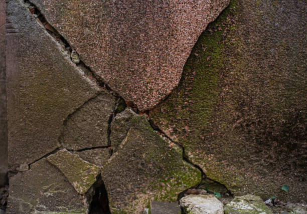 Cracked stone in a pavement