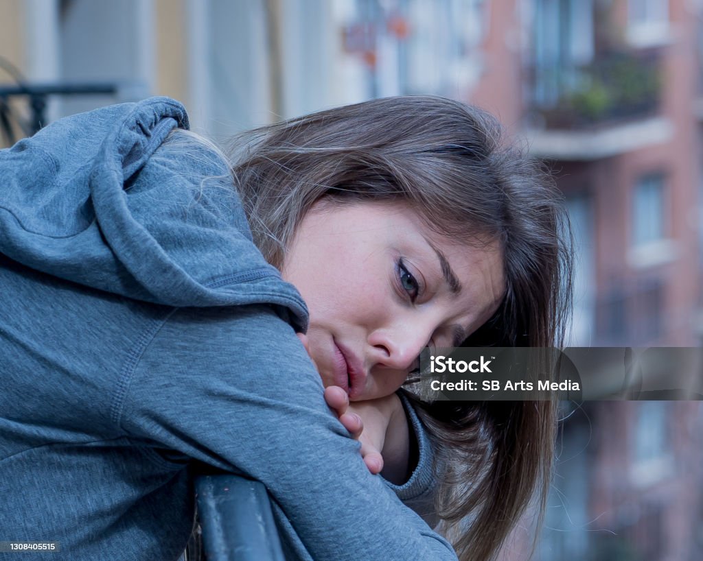 Beautiful Depressed Lonely Woman Staring Out Feeling Sad Pain ...