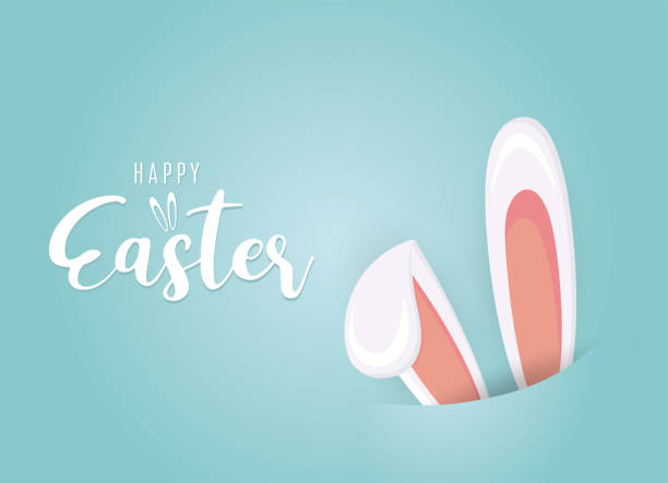 Easter card with rabbit ears. Vector illustration. EPS10