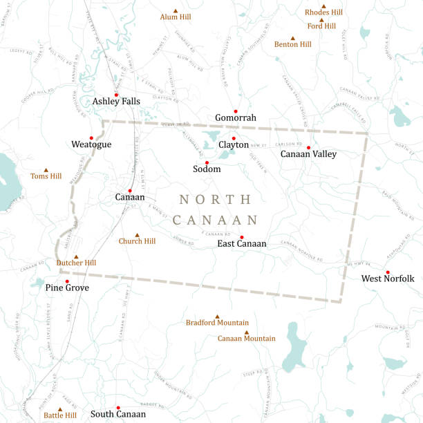 ilustrações de stock, clip art, desenhos animados e ícones de ct litchfield north canaan vector road map - canaan valley