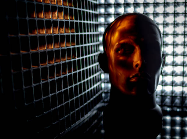 istock Human head silhouette shot on futuristic background 1308410139