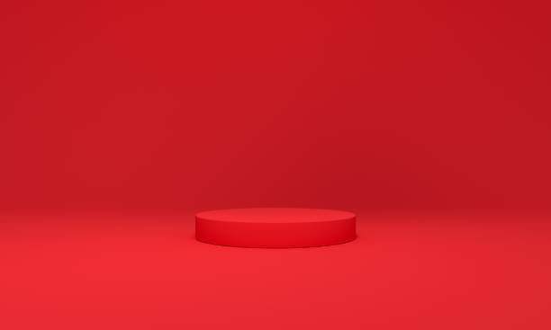 istock Red platform to display the product. Highlight concept. 1308411744