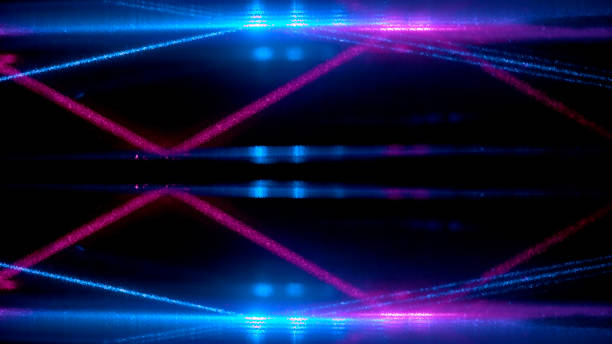 istock Close-up of abstract pink and blue illuminated line pattern 1308412593
